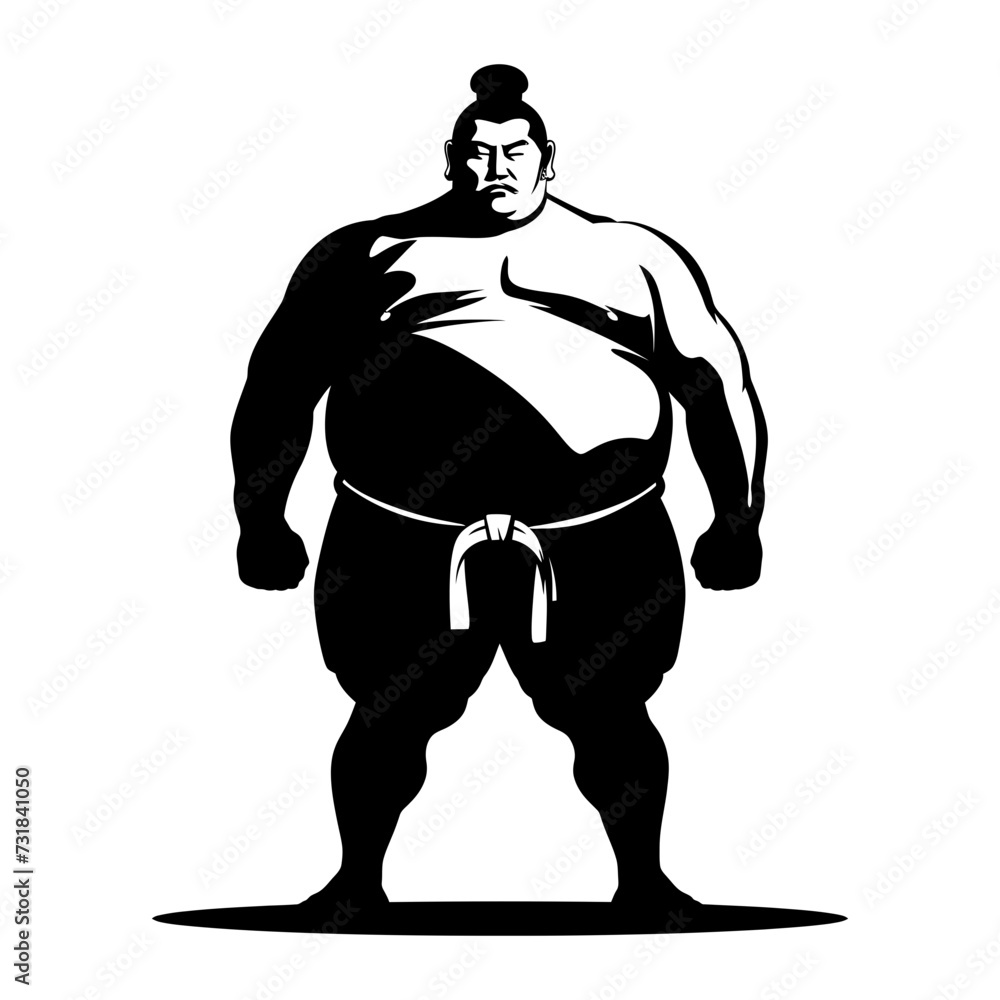 Fototapeta premium Silhouette Japanese sumo athlete black color only