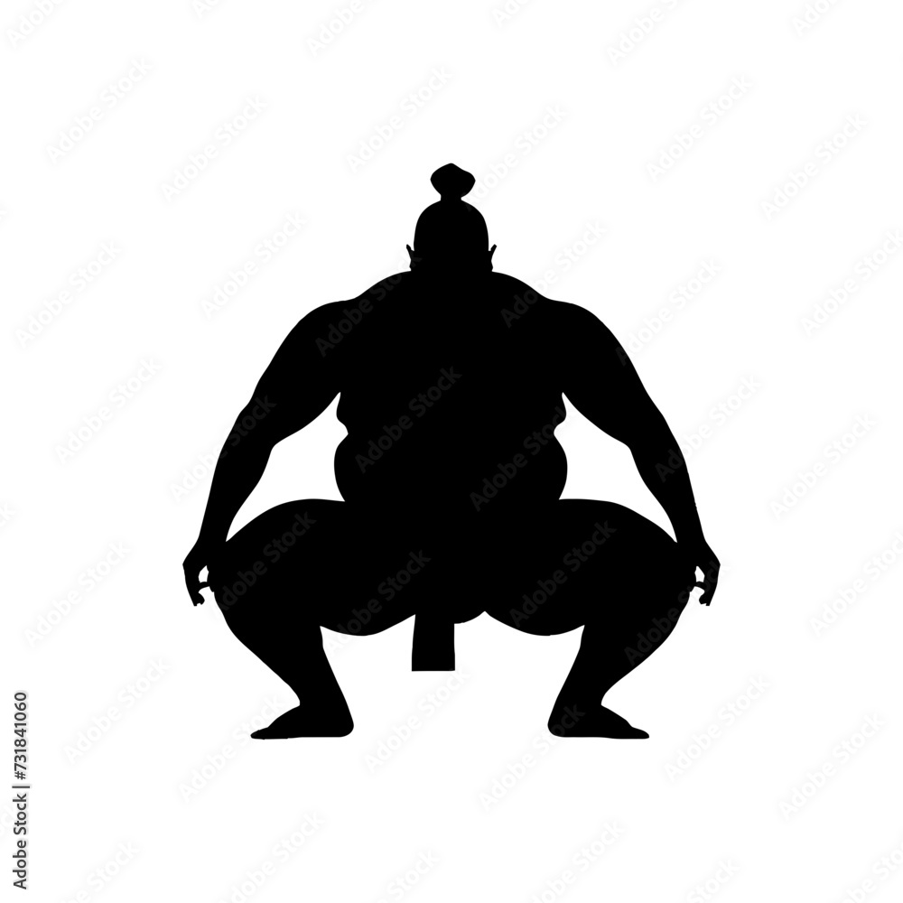 Silhouette Japanese sumo athlete black color only Silhouette Japanese sumo athlete black color only