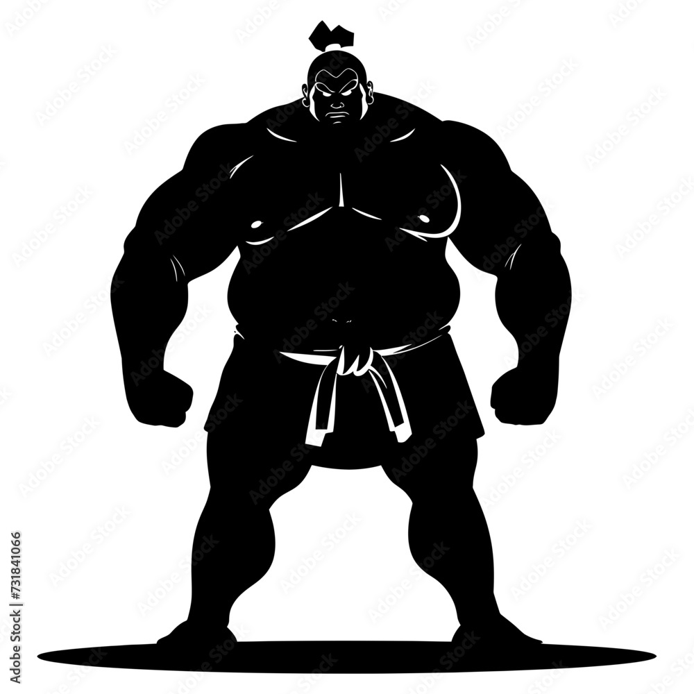 Silhouette Japanese sumo athlete black color only Silhouette Japanese sumo athlete black color only