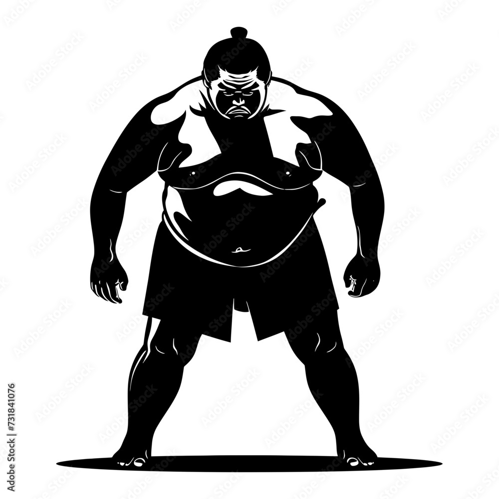 Silhouette Japanese sumo athlete black color only Silhouette Japanese sumo athlete black color only