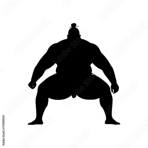 Silhouette Japanese sumo athlete black color only