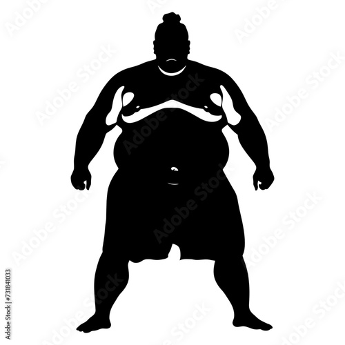 Silhouette Japanese sumo athlete black color only