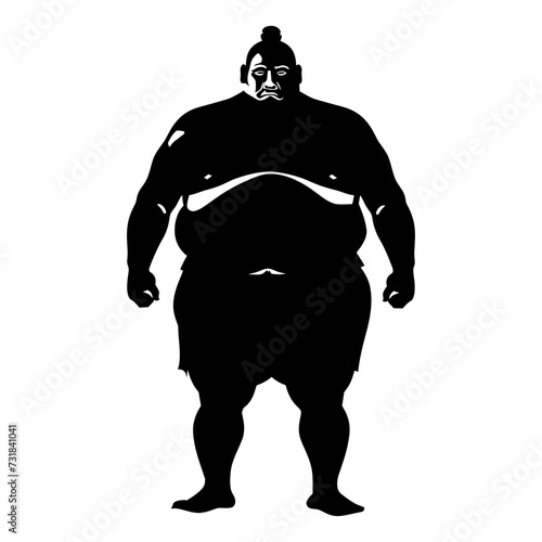 Silhouette Japanese sumo athlete black color only