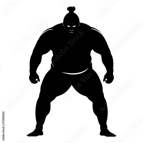 Silhouette Japanese sumo athlete black color only