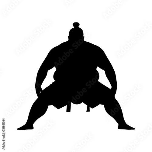 Silhouette Japanese sumo athlete black color only