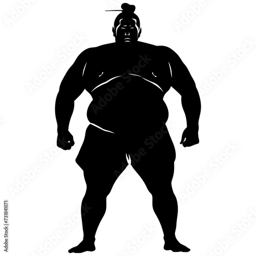 Silhouette Japanese sumo athlete black color only