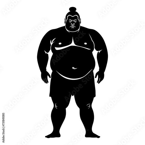 Silhouette Japanese sumo athlete black color only