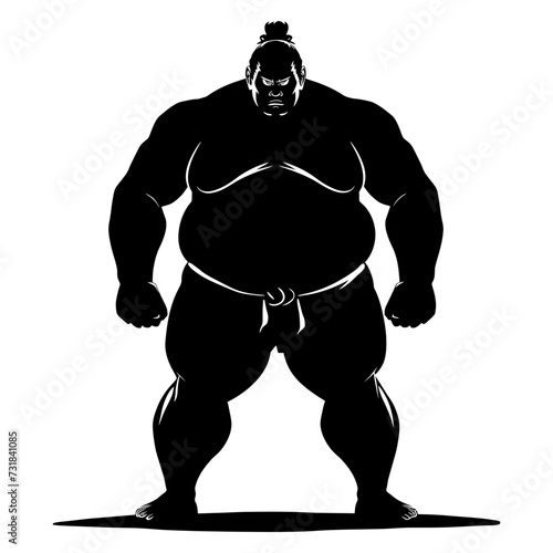 Silhouette Japanese sumo athlete black color only