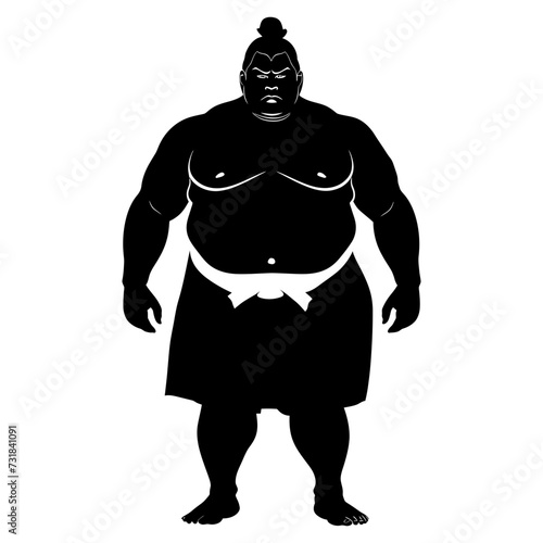 Silhouette Japanese sumo athlete black color only