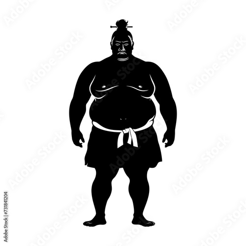 Silhouette Japanese sumo athlete black color only