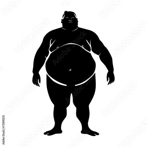 Silhouette Japanese sumo athlete black color only