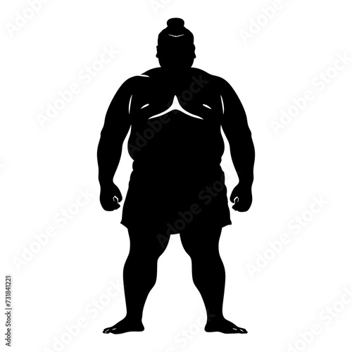Silhouette Japanese sumo athlete black color only