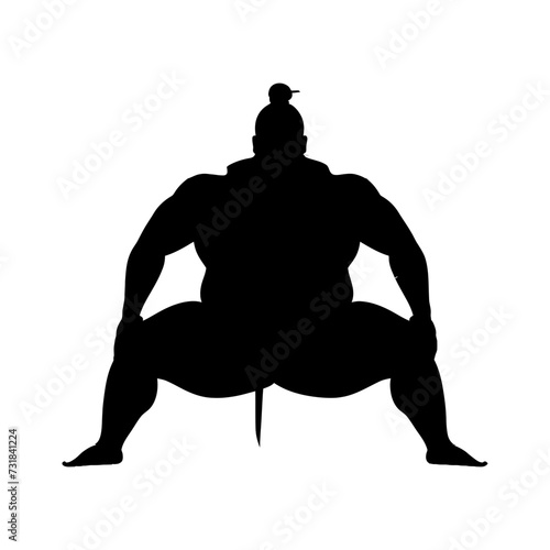 Silhouette Japanese sumo athlete black color only