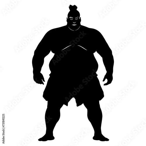 Silhouette Japanese sumo athlete black color only