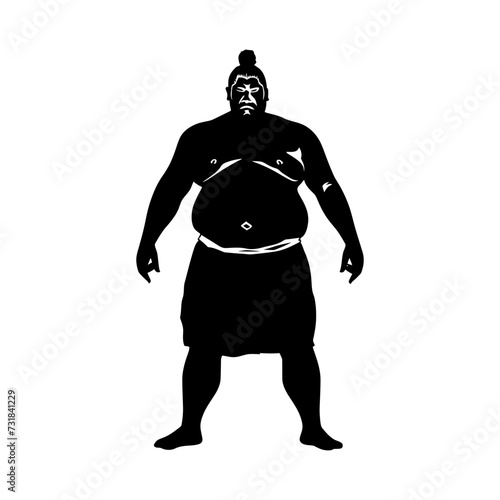 Silhouette Japanese sumo athlete black color only