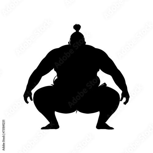 Silhouette Japanese sumo athlete black color only