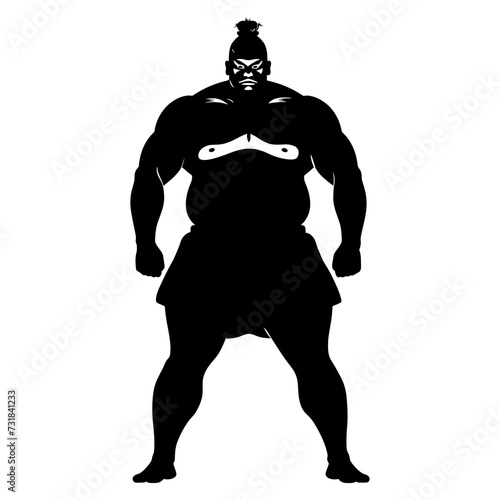 Silhouette Japanese sumo athlete black color only