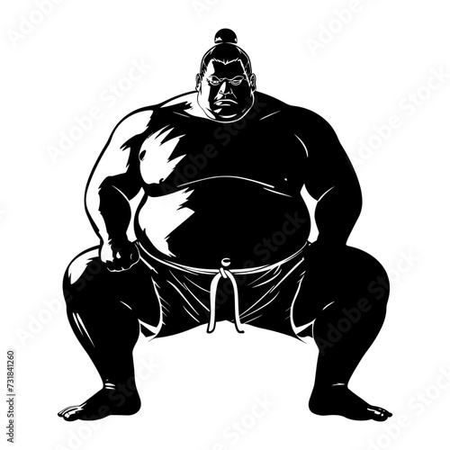 Silhouette Japanese sumo athlete black color only