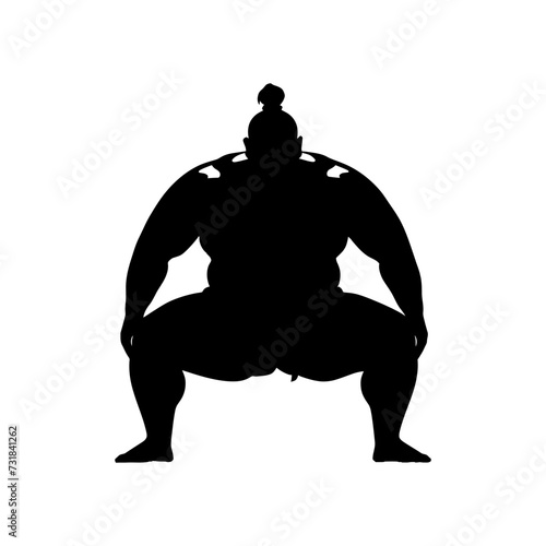 Silhouette Japanese sumo athlete black color only