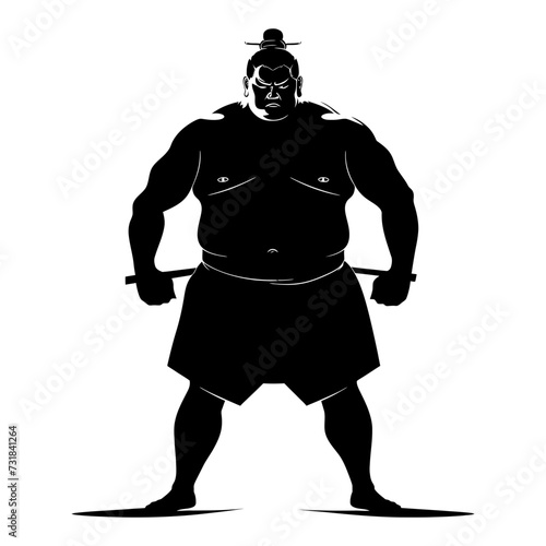 Silhouette Japanese sumo athlete black color only