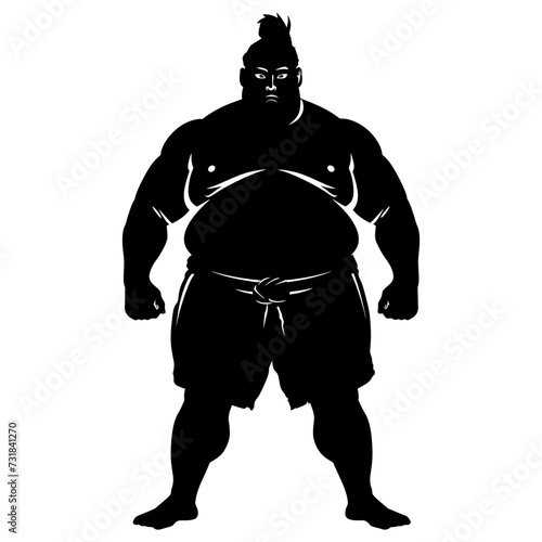 Silhouette Japanese sumo athlete black color only
