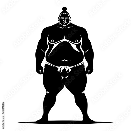 Silhouette Japanese sumo athlete black color only