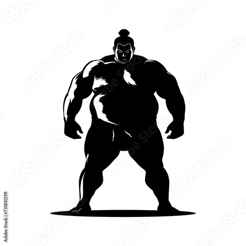 Silhouette Japanese sumo athlete black color only