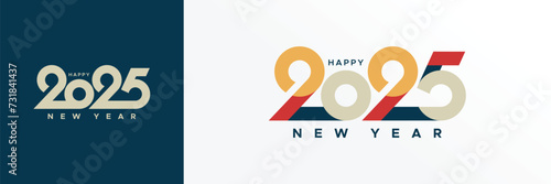 2025 typography logo design concept. Happy new year 2025 logo design