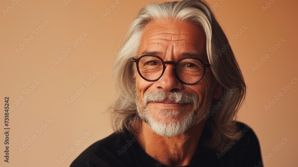 A man with gray hair and a beard wearing glasses smiling at the camera. A man with gray hair and a beard wearing glasses smiling at the camera.