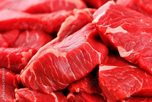 Fresh steak pieces of sliced meat pork or beef closeup