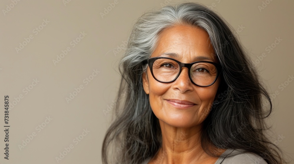 A smiling woman with gray hair and glasses looking directly at the camera. A smiling woman with gray hair and glasses looking directly at the camera.