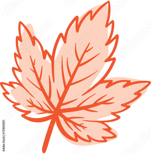 Aesthetic Maple Leaf Art Drawing for Autumn Nature Element Decoration Vector Illustration