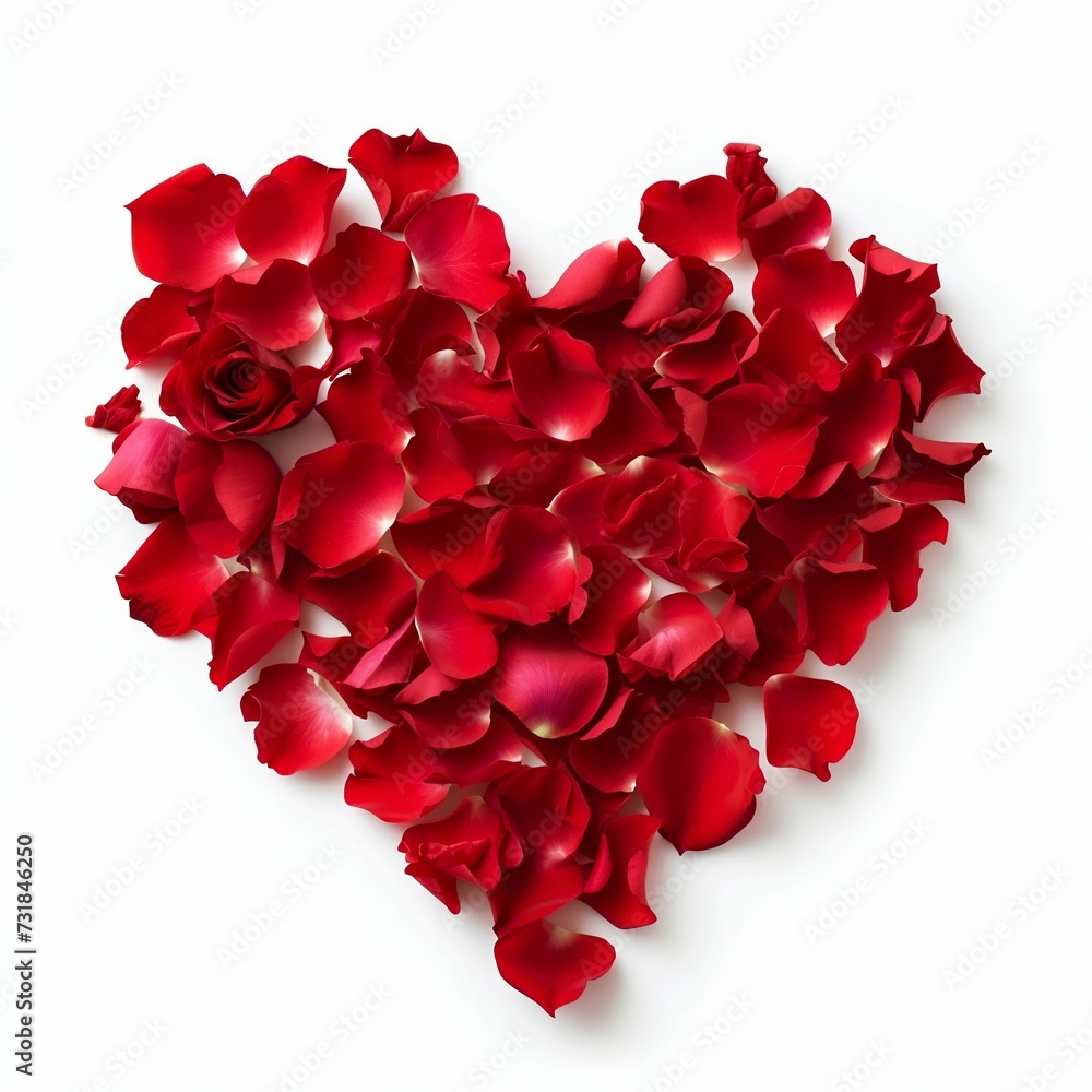 Heart Shaped Red Rose Petals Arrangement. Generative ai Heart Shaped Red Rose Petals Arrangement. Generative ai