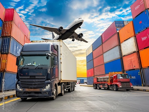 Cargo Transport at Dusk photo