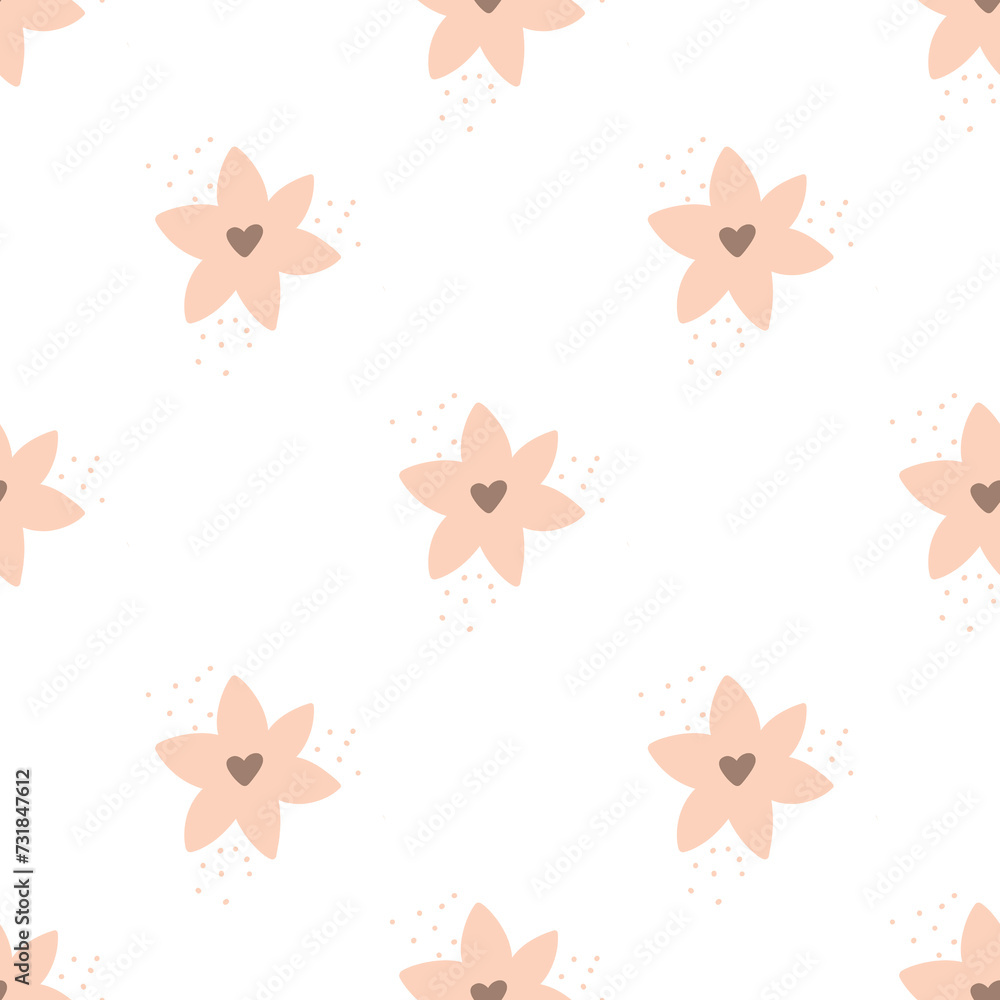 seamless pattern with peachy flowers 