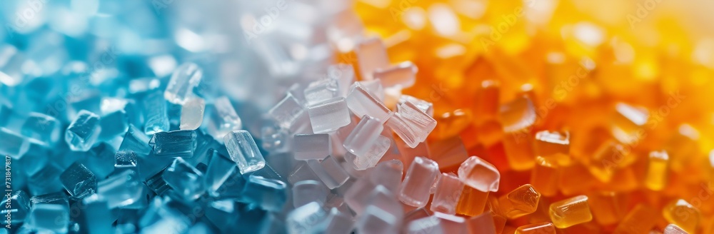 Colorful Plastic Polymer Pellets Close-Up. Generative ai Colorful Plastic Polymer Pellets Close-Up. Generative ai