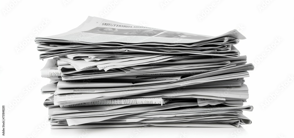 Stack of Newspapers Isolated on White Background. Generative ai Stack of Newspapers Isolated on White Background. Generative ai