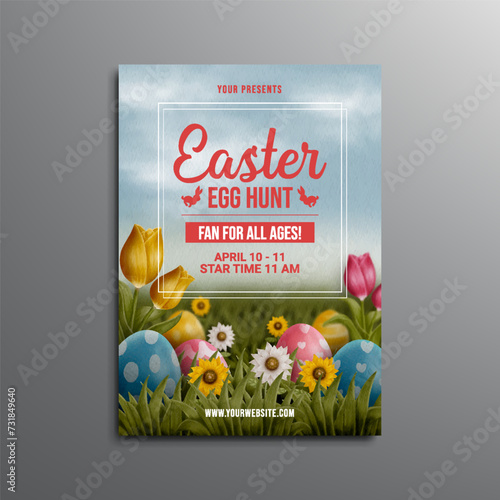 water color easter egg hunt poster template