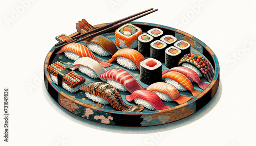 llustration of a sushi plate