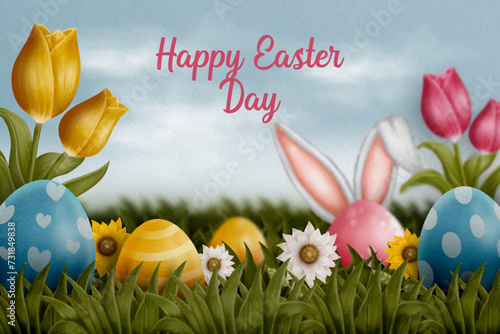 water color easter day background template