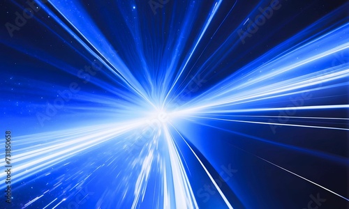 Space travel at the speed of light. Starry Night Sky with Light Burst Effect. Abstract background 