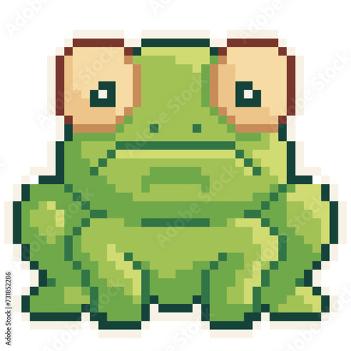 Frog - Cute Kawaii Cartoon Pixel Art Animal Toad Icon Vector