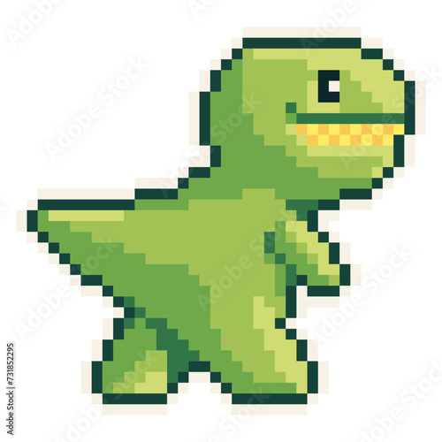 Dinosaur - Cute Kawaii Cartoon Pixel Art Animal T-rex Icon Vector