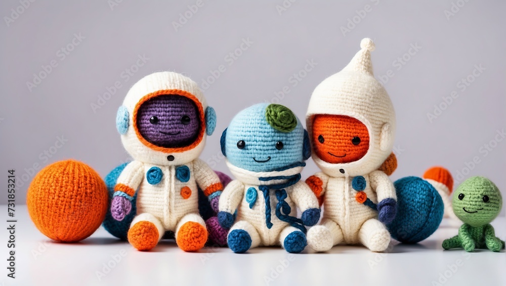 Obraz premium Wool toy. Little astronauts
