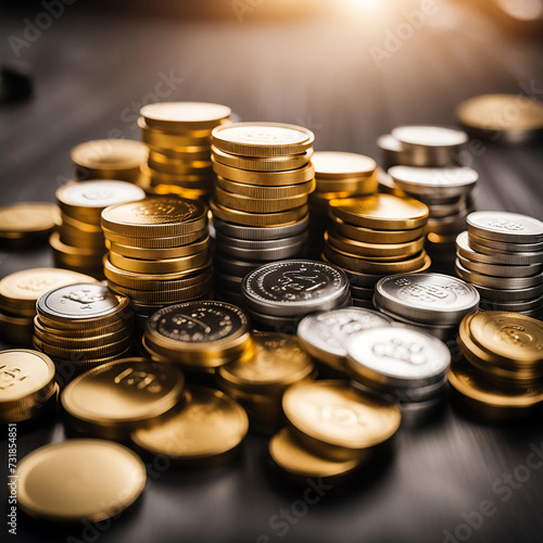 Geldmünzen gestapelt