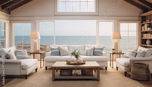 A Living Room Filled With Furniture and a View of the Ocean © Anna