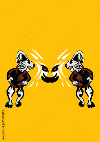 A pair of mice are fighting and clashing their negative energy. Vector illustration © D Rookie