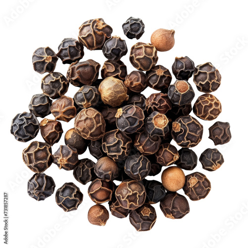 Spicy Black Peppercorn Isolated on Transparent or White Background, PNG © Custom Media