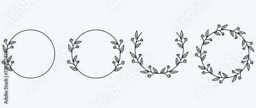 Elegant Hand drawn frames branch and leaves. Wreath. Elegant logo template. Vector illustration botanical decoration elements for labels, branding business identity save the date, logo