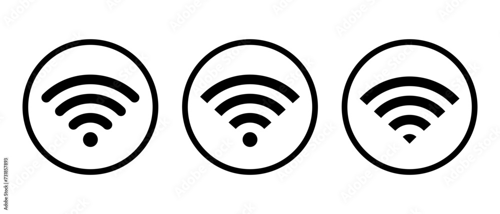 Wifi icon vector in line style. Wireless network sign symbol. Editable stroke Wifi icon vector in line style. Wireless network sign symbol. Editable stroke